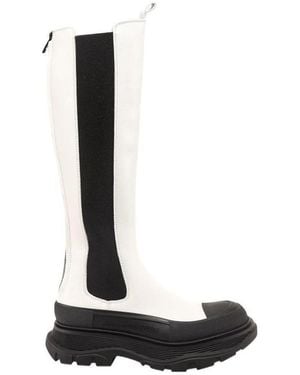 McQueen Tread Slick Knee High Boots - White