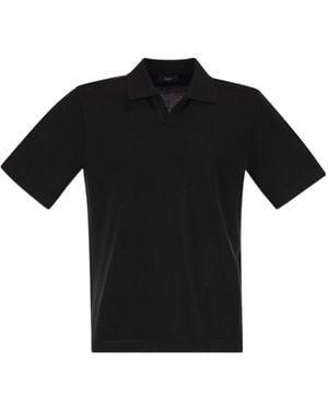 Herno Skipper Open-Neck Polo Shirt - Black