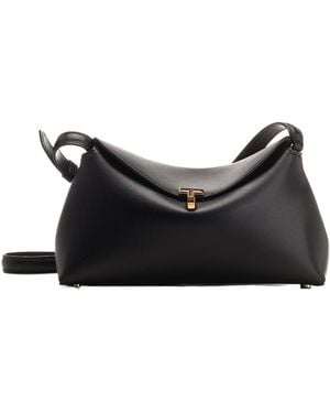 TOTEME Totême T-Lock Foldover Top Clutch Bag - Black