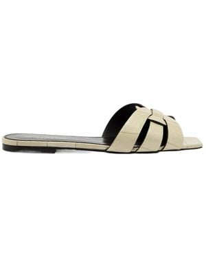 Saint Laurent Tribute Crocodile-Effect Leather Sliders - Multicolour