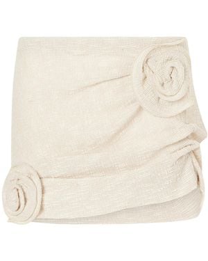 Magda Butrym 02 Draped Floral Mini Skirt - Natural