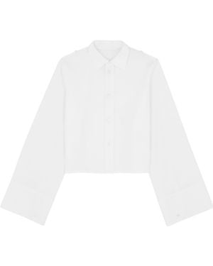 MM6 by Maison Margiela Bell-Sleeved Cropped Shirt - White