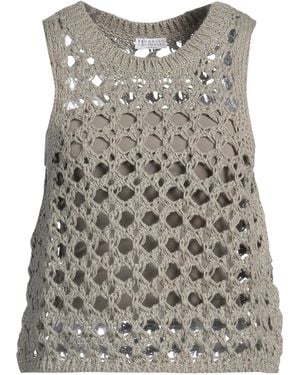 Brunello Cucinelli Light Sleeveless Knit Dress - Gray