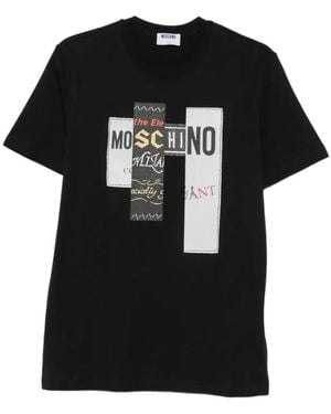 Moschino Logo-Print Short-Sleeve T-Shirt - Black