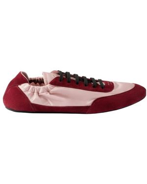Prada Two-Toned Collapse Trainers - Red