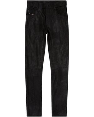 DIESEL Five-Pocket Leather Trousers - Black