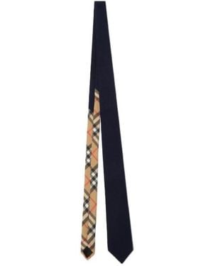 Burberry Checked Pointed-Tip Tie - Blue