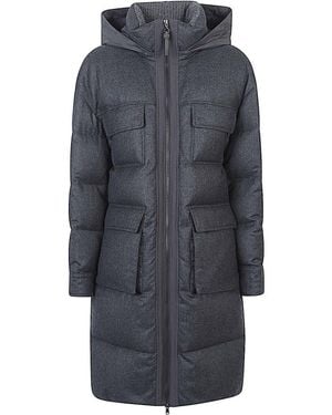 Brunello Cucinelli Wool Long Down Jacket - Grey