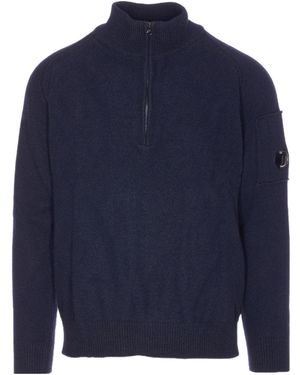 C.P. Company Lens Zip-Up Cardigan - Blue