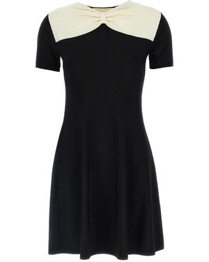 Valentino Bow Detailed Short-Sleeved Mini Dress - Black