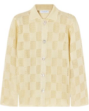 Calle Del Mar Checked Woven Cardigan - Natural
