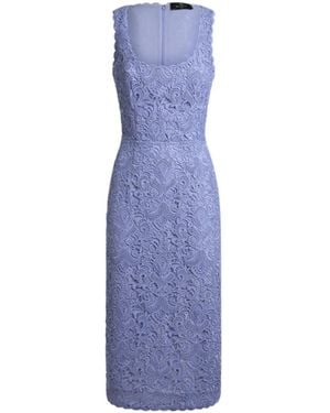 Etro Paisley Macramé Sheath Dress - Blue