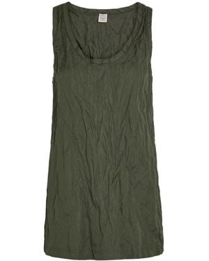 TOTEME Crinkled Cotton-Blend Poplin Tank Top - Green
