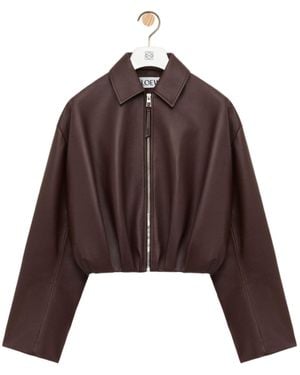 Loewe Draped Leather Jacket - Brown