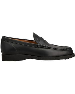 Tod's Light 98L Round Toe Penny Loafers - Black