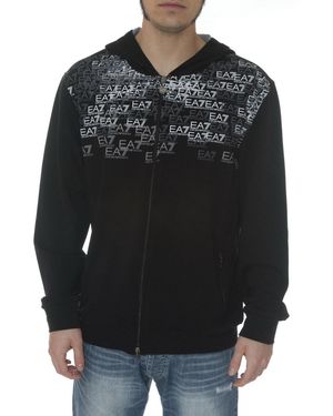 EA7 Logo Zipper Casual Jacket - Black