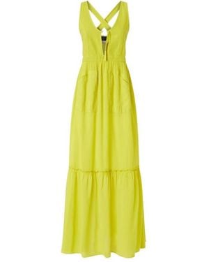 Pinko Cross-Back Tiered Maxi Dress - Yellow