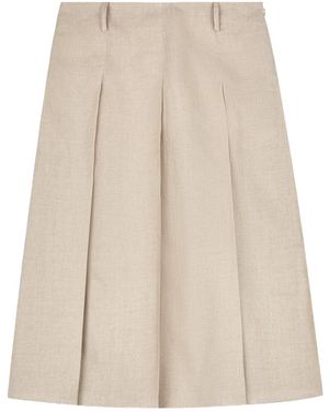 Tod's Pleated A-Line Midi Skirt - Natural