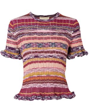 Ulla Johnson Ruffled Striped Knit Jumper - Pink