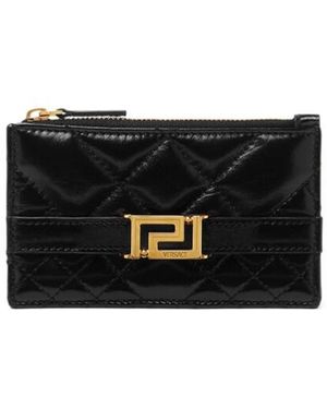 Versace Greca Goddess Quilted Zipped Card Holder - Black