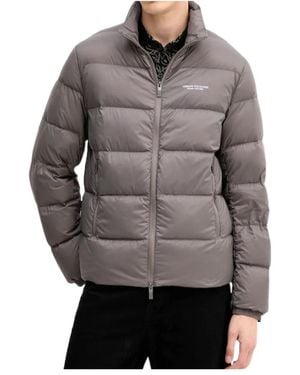 ARMANI EXCHANGE Long-Sleeved Zip-Up Down Jacket - Grey