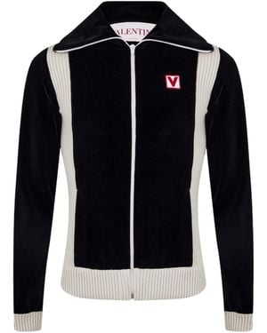 Valentino Logo Zip-Up Jacket - Black