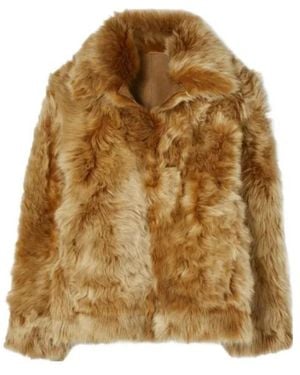 Tory Burch Collar Shearling Jacket - Brown