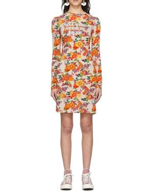 Rabanne Floral Print Dress - Orange