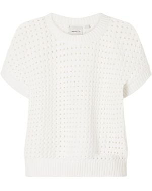 Varley Hollow-Out Short Sleeve Knit Sweater - White