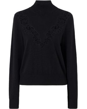 Zimmermann Lace-Trimmed Roll-Neck Jumper - Black