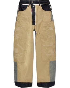 DSquared² Paneled Wide-Leg Jeans - Natural