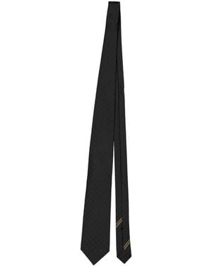 Gucci Narrow Jacquard Diamond Tie - White