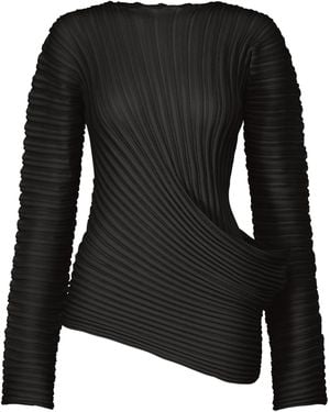 Issey Miyake Stream Pleated Top - Black