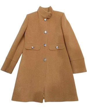 Liu Jo High Neck Buttoned Coat - Brown