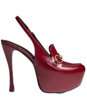 Gucci Platform Slingback With Horsebit - Red