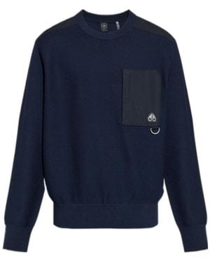 Moose Knuckles Pocket-Detail Paneled Sweater - Blue