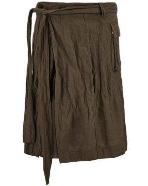 Ferragamo Ferragamo Belted Waist Ruched Midi Skirt - Green