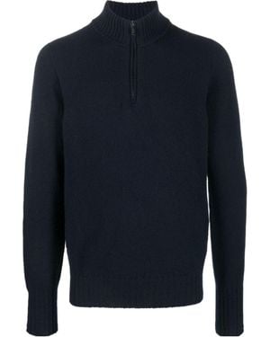 Drumohr Zip-Front Knitted Jumper - Blue