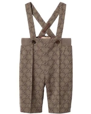 Gucci Baby Gg Wool Flannel Overall - Brown
