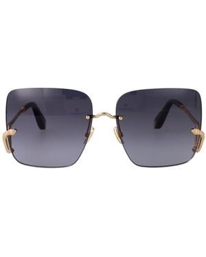 Roberto Cavalli Square Frame Rimless Sunglasses - Blue