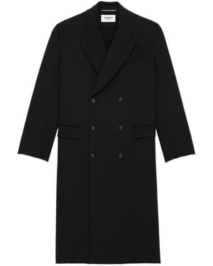 Saint Laurent Double-Breasted Long Coat - Black