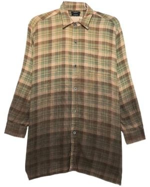 R13 Check-Print Distressed-Effect Shirt - Brown