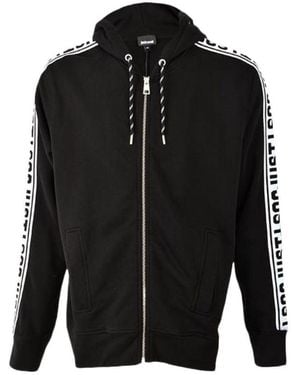 Just Cavalli Logo Hooded Casual Jacket - Black