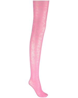 Ganni Sheer Knit Jacquard Tights - Pink