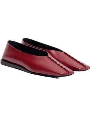 Jil Sander Embellished Leather Ballet Flats - Red