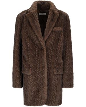 GIUSEPPE DI MORABITO Eco Fur Coat - Brown
