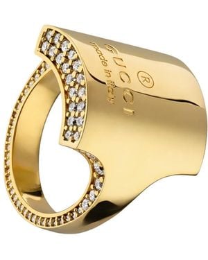 Gucci Trademark Crystal Ring - Metallic