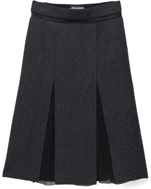 Prada Double Wool Midi-Skirt - Black