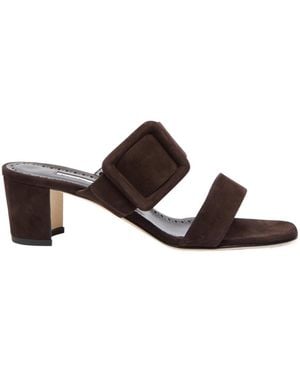 Manolo Blahnik Titubanew 50 Suede Sandals - Brown