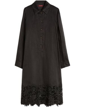 Max Mara Lace-Panel Midi Dress - Black